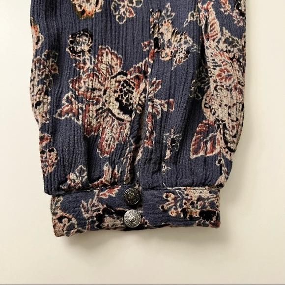 Free People Lucky Loosey Swing Dress Indigo Combo Size Large - Picture 14 of 16